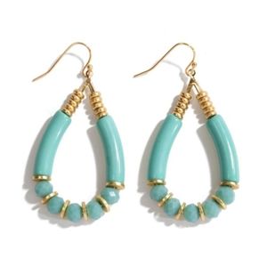 Beaded Teardrop Earrings in Turquoise and Gold-Tone